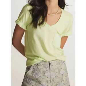 Like New! T.La The Lars Classic V-Neck Tee Pale Yellow Cotton/Modal Blend in  S